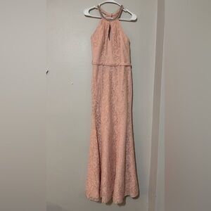 Prom pink Lace Halter Dress for winter formal, dance size 2